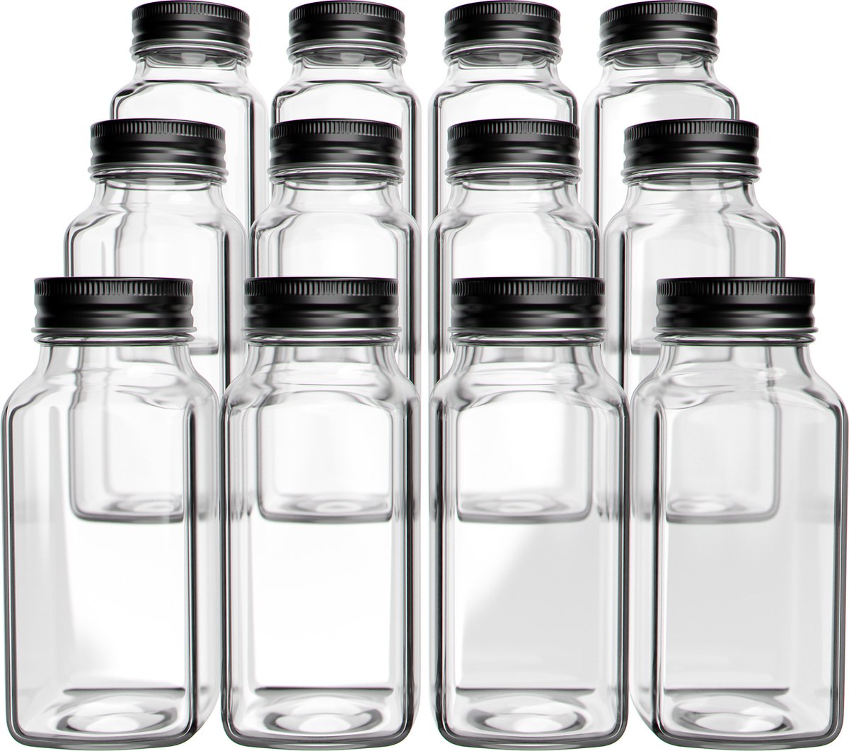 Set van 12 Glazen Kruidenpotjes met Deksel & Labels
