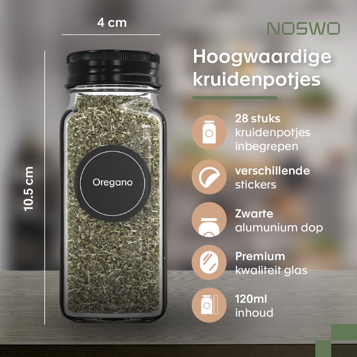 Kruidenrek met Lade – 28 Glazen Potjes – Inclusief Trekbak