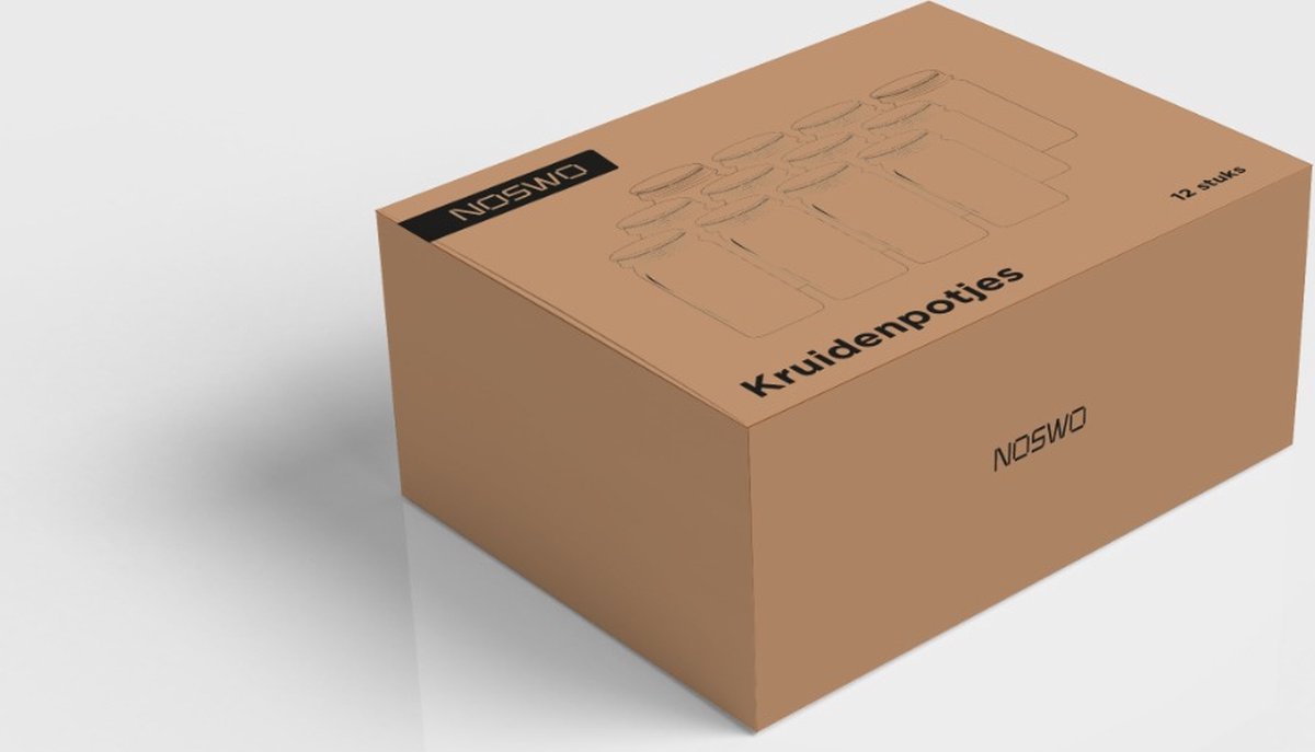 Set van 12 Glazen Kruidenpotjes met Deksel & Labels