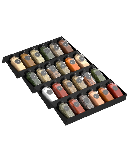 Kruidenrek Lade 4-Laags – 28 RVS Potjes – Keuken Organizer