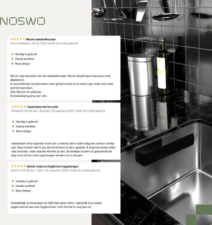 Vaatdoekhouder RVS Zwart – Zelfklevend – Keuken Organizer