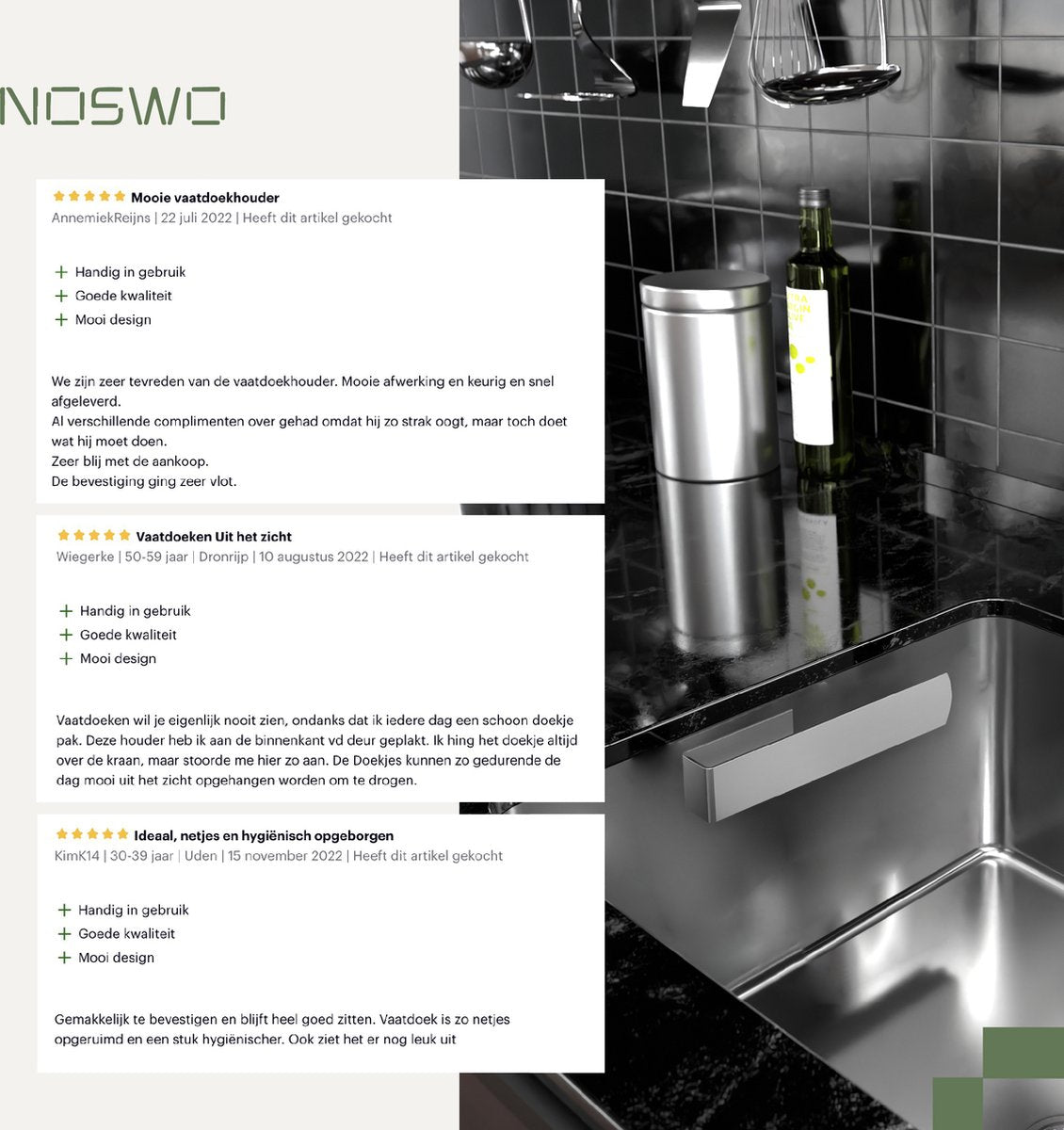 Vaatdoekhouder RVS Zilver – Zelfklevend – Keuken Organizer