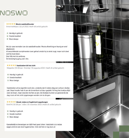 Vaatdoekhouder RVS Zilver – Zelfklevend – Keuken Organizer
