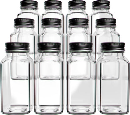 Set van 12 Glazen Kruidenpotjes met Deksel & Labels