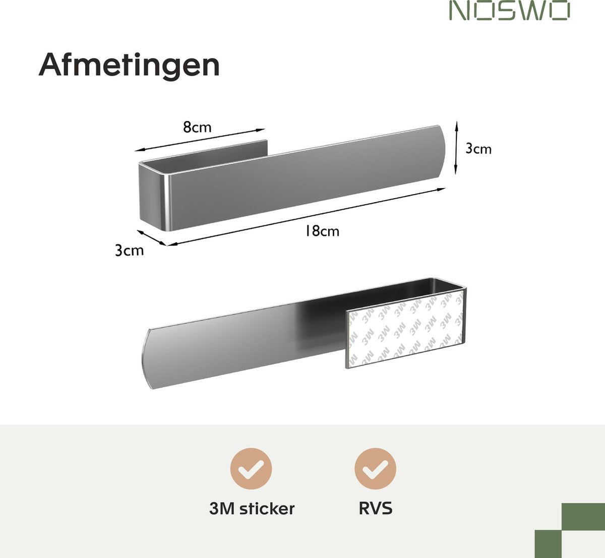 Vaatdoekhouder RVS Zilver – Zelfklevend – Keuken Organizer