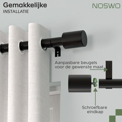 Uitschuifbare Gordijnroede – 143–213 cm – Zwart