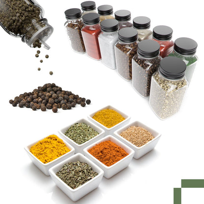 Set van 12 Glazen Kruidenpotjes met Deksel & Labels