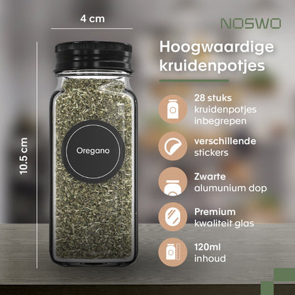 Kruidenrek met Lade – 28 Glazen Potjes – Inclusief Trekbak