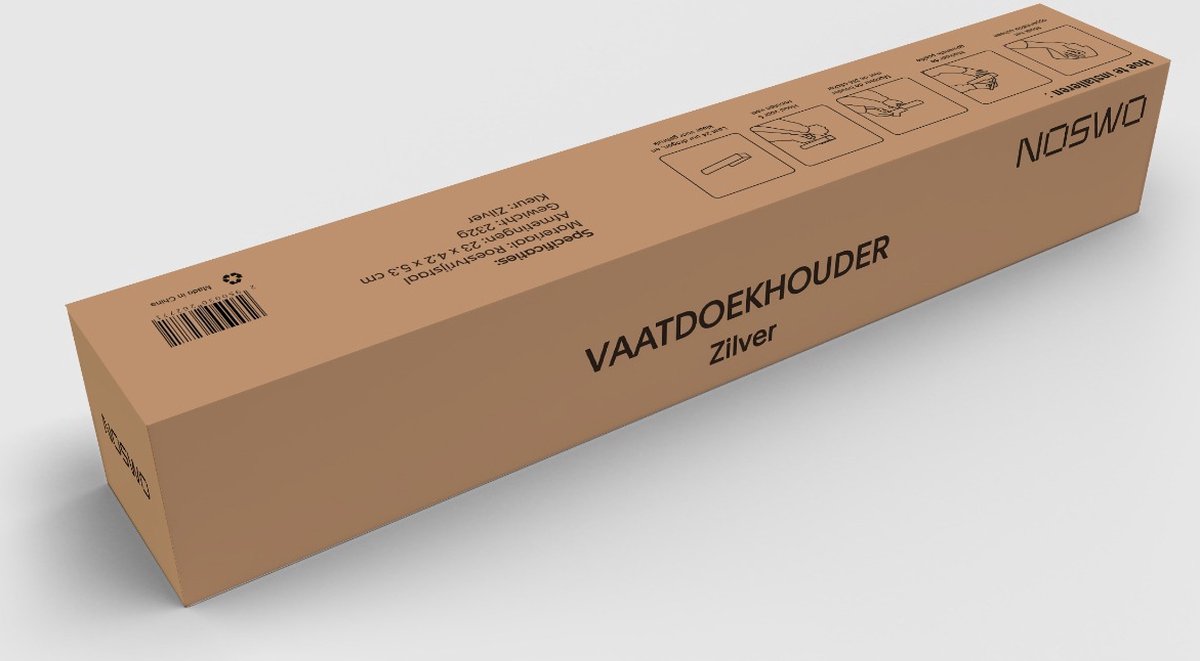 Vaatdoekhouder RVS Zilver – Zelfklevend – Keuken Organizer