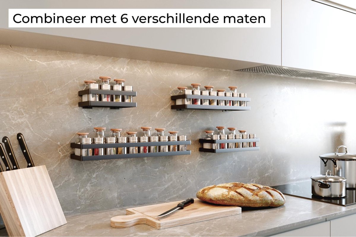 Ophangbaar Kruidenrek Zwart – 2-Laags Metaal - 20cm
