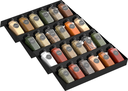 Kruidenrek Lade 4-Laags – 28 RVS Potjes – Keuken Organizer