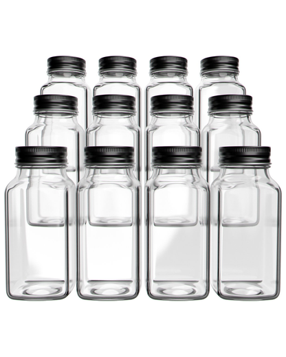 Set van 12 Glazen Kruidenpotjes met Deksel & Labels
