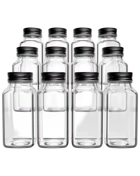 Set van 12 Glazen Kruidenpotjes met Deksel & Labels